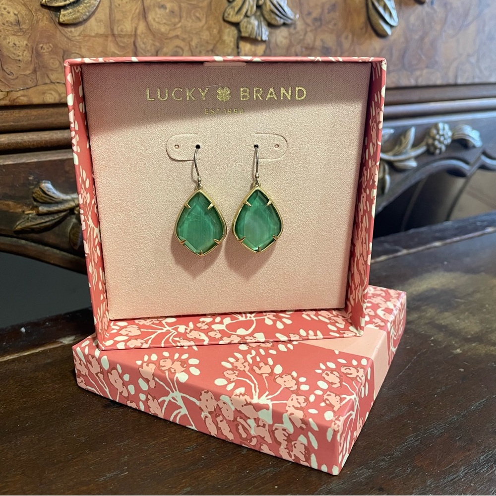 Lucky Brand green & gold earrings new w/ box - Picture 12 of 13